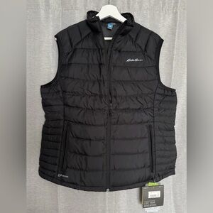 NEW Eddie Bauer Vest Women’s XL Stormdown 800 Goose Down Full Zip Puffer Black